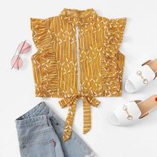Romwe Graphic Print Crop Blouse