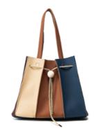 Romwe Color Block Tassel Decorated Pu Drawstring Shoulder Bag