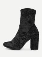 Romwe Crushed Velvet Ankle Boots