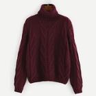 Romwe Rolled Neck Cable Knit Jumper
