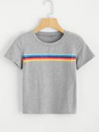 Romwe Colorful Striped Tee