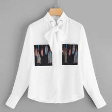 Romwe Drawstring Neck Pocket Detail Blouse