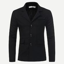 Romwe Guys Single Breasted Solid Coat