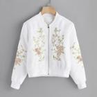 Romwe Plus Contrast Sequin Embroidered Jacket