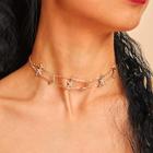 Romwe Moon & Rhinestone Star Detail Chain Necklaces 1pc