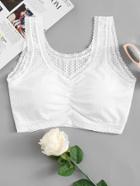 Romwe Lace Trim Pleated Top