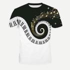 Romwe Guys Piano Keys Print Tee