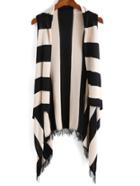 Romwe With Tassel Vertical Striped Cardigan