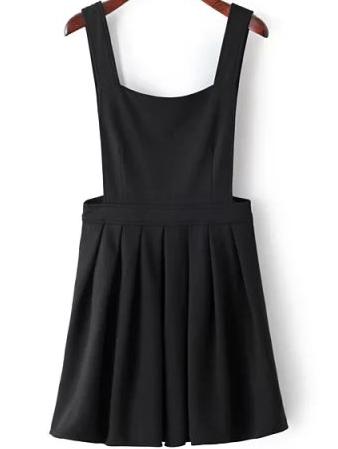 Romwe Straps Pleated Pinafore Dress