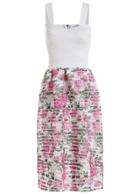 Romwe Straps Rose Print With Organza Dress