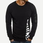 Romwe Men Zip Decoration Letter Print Sweatshirt