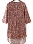 Romwe With Pockets Paisley Print High Low Dress