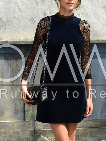 Romwe Navy Sleeveless Crew Neck Dress
