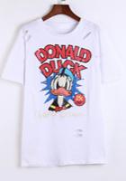 Romwe Donald Duck Print Ripped T-shirt