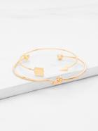 Romwe Arrow & Knot Detail Cuff Bracelet Set