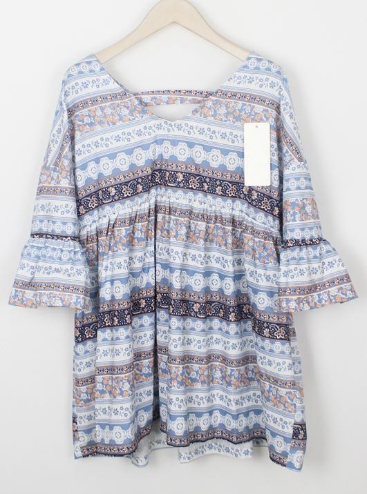 Romwe Ruffle Sleeve V Neck Vintage Embroidered Shift Dress