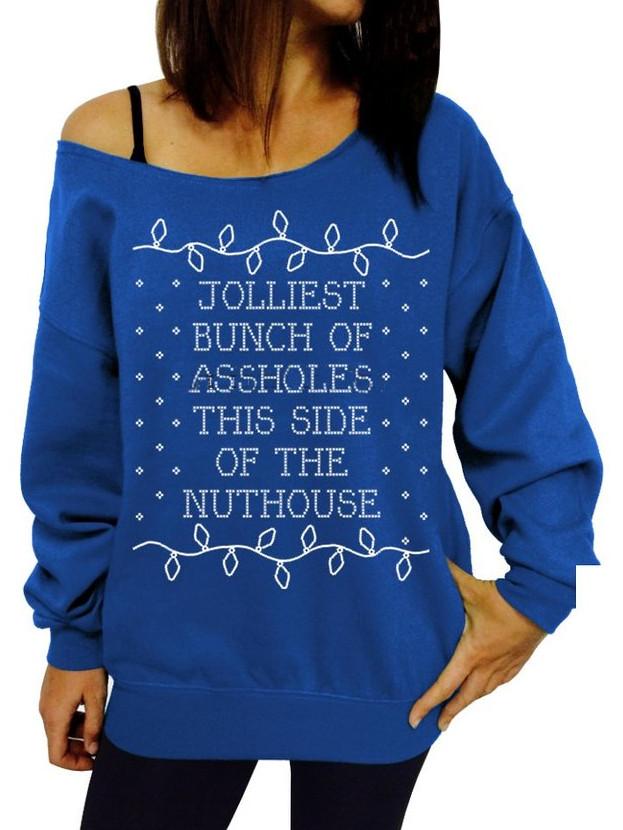 Romwe Women Letter Print Blue Sweatshirt