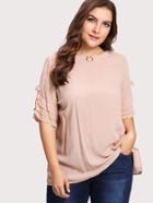 Romwe Bow Detail Tiered Frill Sleeve Top