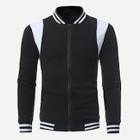 Romwe Men Contrast Panel Zip Up Sweatshirt