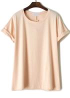 Romwe Cuffed Loose Orange T-shirt