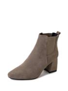 Romwe Block Heeled Ankle Chelsea Boots