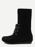 Romwe Black Fur Lined Flat Winter Snow Boots