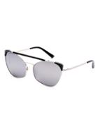 Romwe Metal Frame Double Bridge Grey Lens Sunglasses