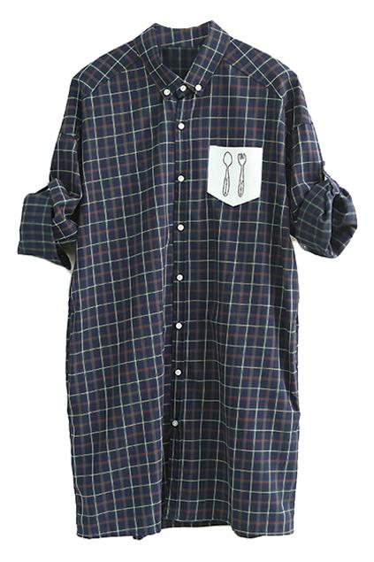 Romwe Knife & Fork Print Long Shirt
