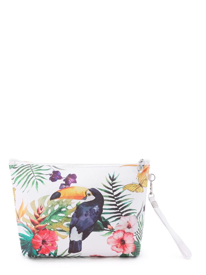 Romwe Bird & Flower Print Makeup Bag 3pcs