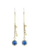 Romwe Blue Beads Star Charm Drop Earrings For Women