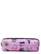 Romwe Pink Cartoon Print Oxford Makeup Case