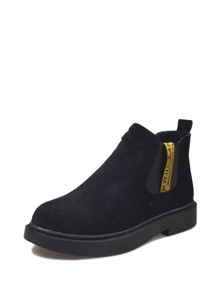 Romwe Letter Detail Chelsea Boots