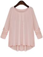 Romwe Bow Embellished Pleated Loose T-shirt