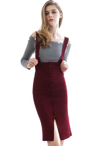 Romwe Strap Buttons Split Skirt