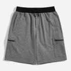 Romwe Guys Contrast Waist Multi-pocket Heather Knit Sweat-shorts