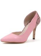 Romwe Pink Point Toe Side Cutout High Heeled Pumps