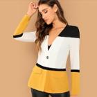 Romwe Cut And Sew Single Button Blazer