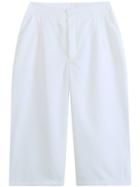 Romwe With Button Wide Leg Cropped White Pant