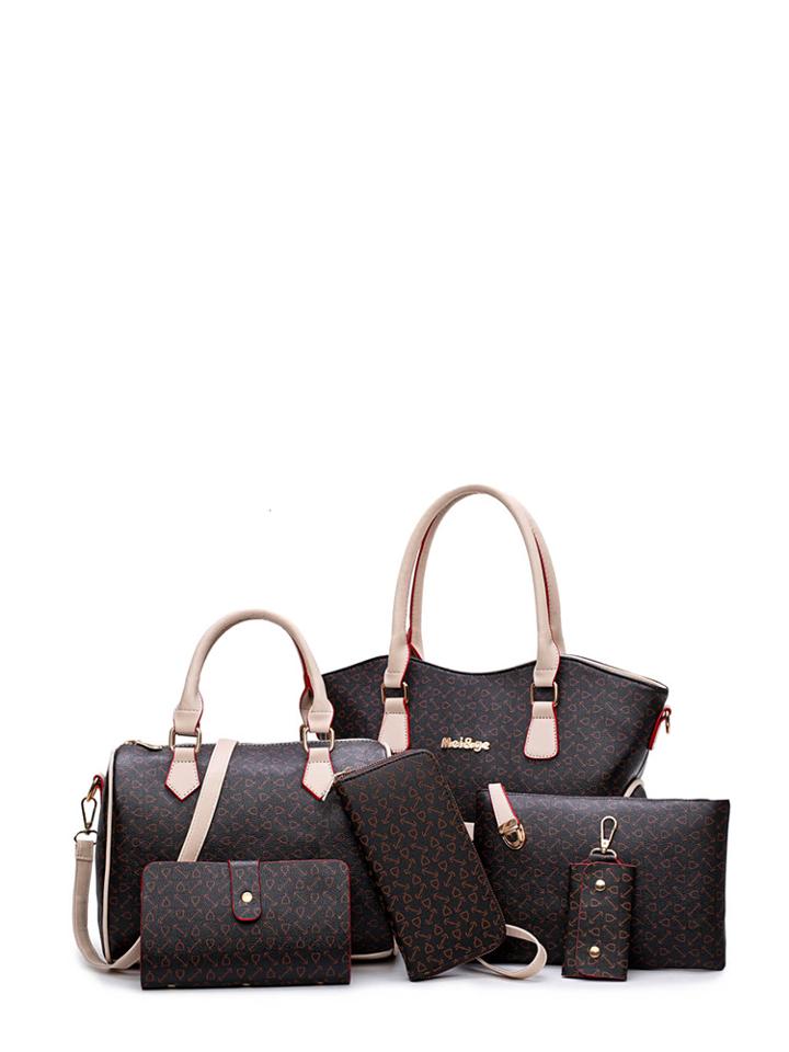 Romwe Seamless Pattern Combination Bag 6pcs