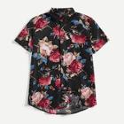 Romwe Guys Floral Print Button Front Shirt