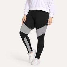 Romwe Plus Contrast Panel Leggings