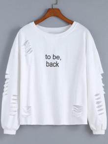 Romwe Cut-out Letter Print Sweatshirt