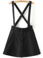 Romwe Black Strap Plaid Buttons Skirt