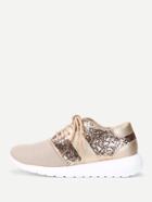 Romwe Sequin Detail Lace Up Sneakers