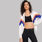 Romwe Cut-and-sew Zip Up Chevron Hoodie Jacket