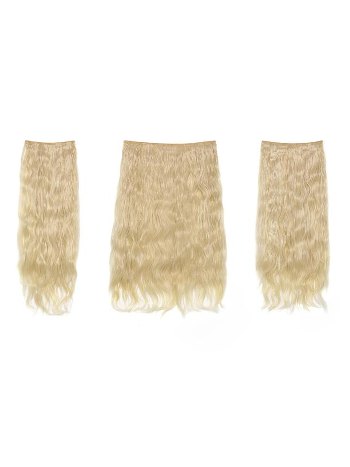 Romwe Light Blonde Clip In Curly Hair Extension 3pcs