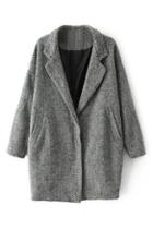 Romwe Grey Loose Faux Woolen Coat