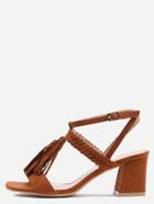 Romwe Braided Tassel Trimmed Sandals - Brown