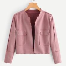Romwe Pocket Side Solid Crop Jacket