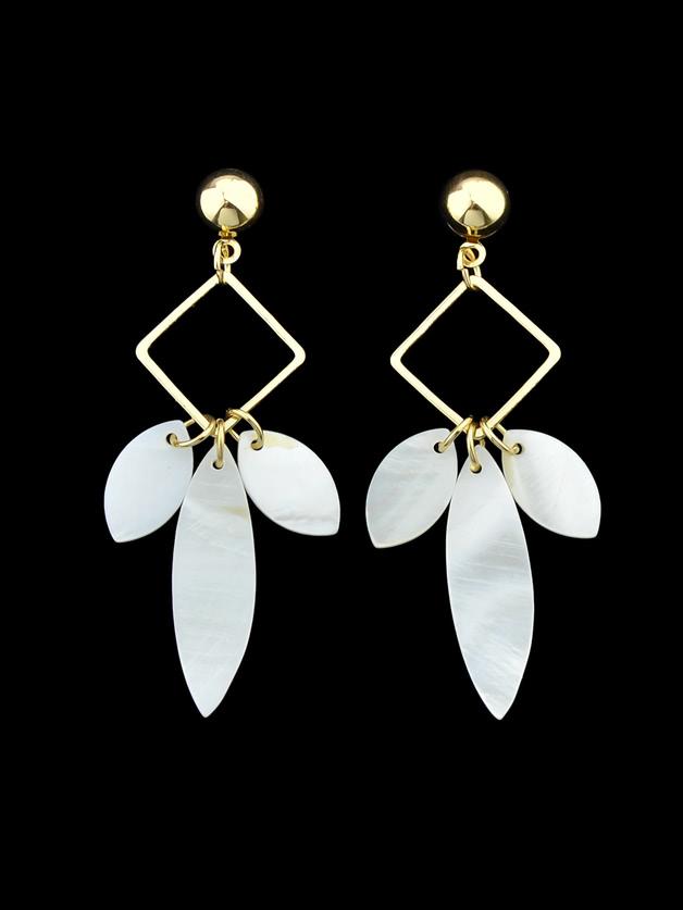 Romwe Shell Geometric Pattern Dangle Earrings